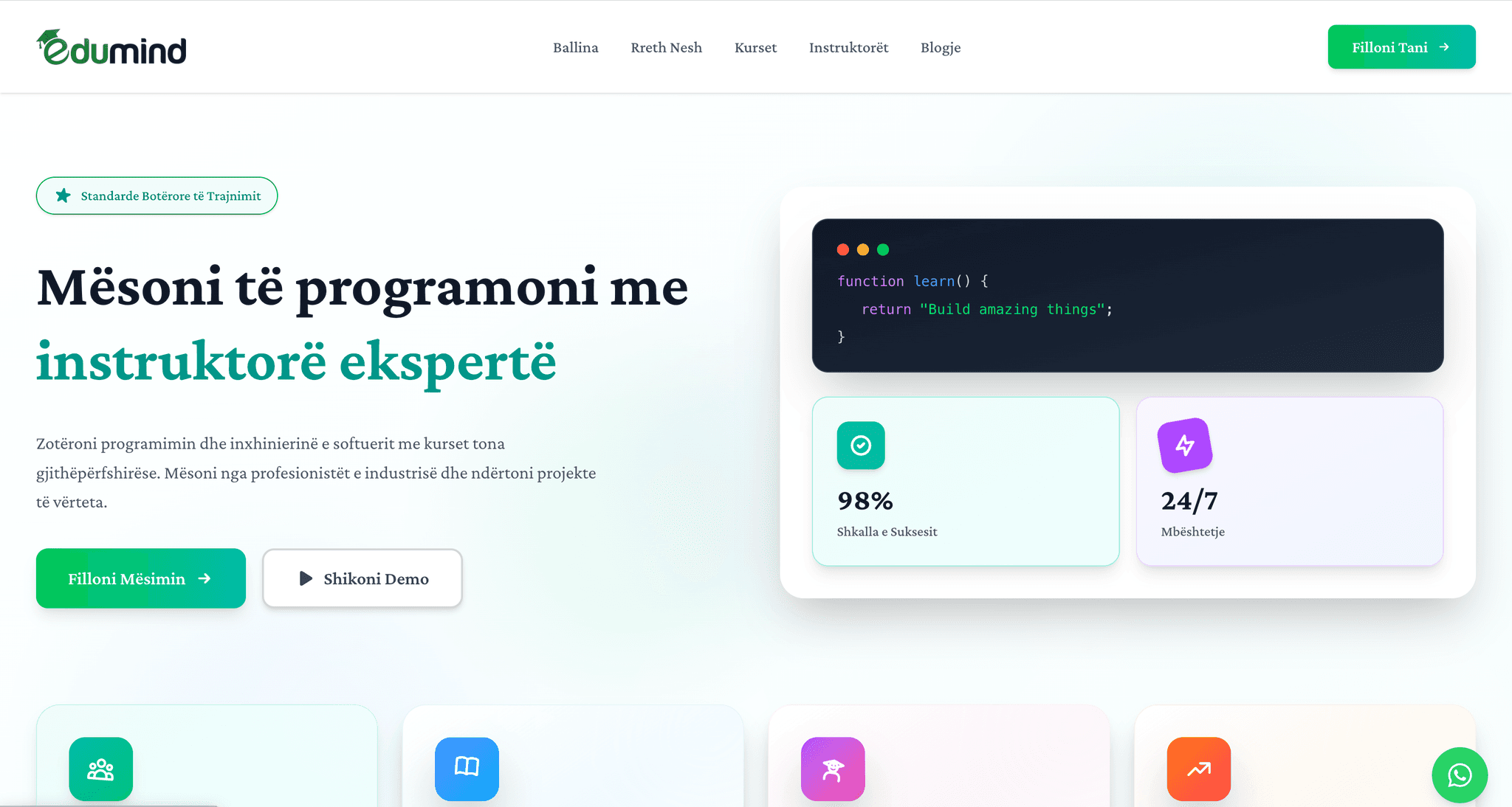 An image of the Edumind Academy Landing Page project.